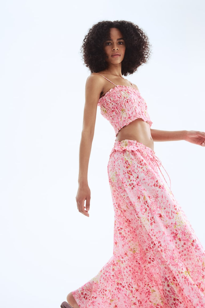 H&M Smocked Top with Tie Shoulder Straps