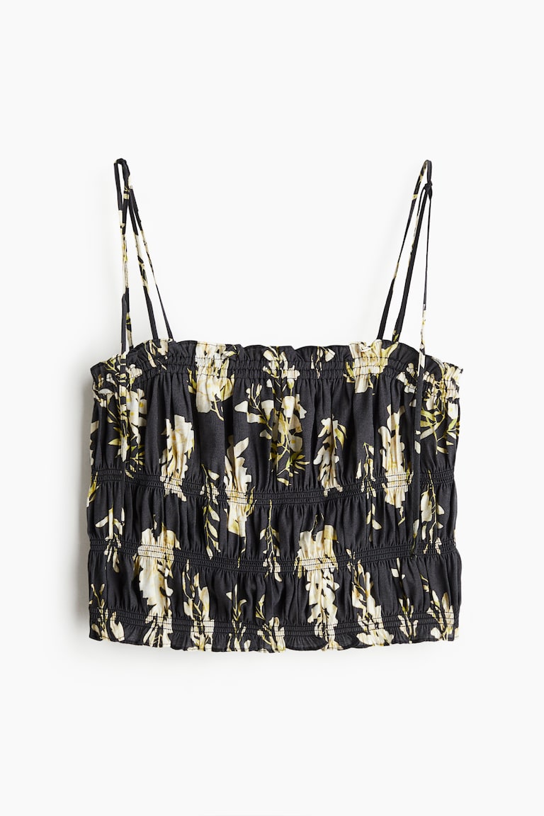 H&M Smocked Top with Tie Shoulder Straps