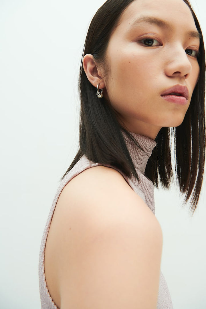H&M Glittery Mock Turtleneck Sleeveless Top