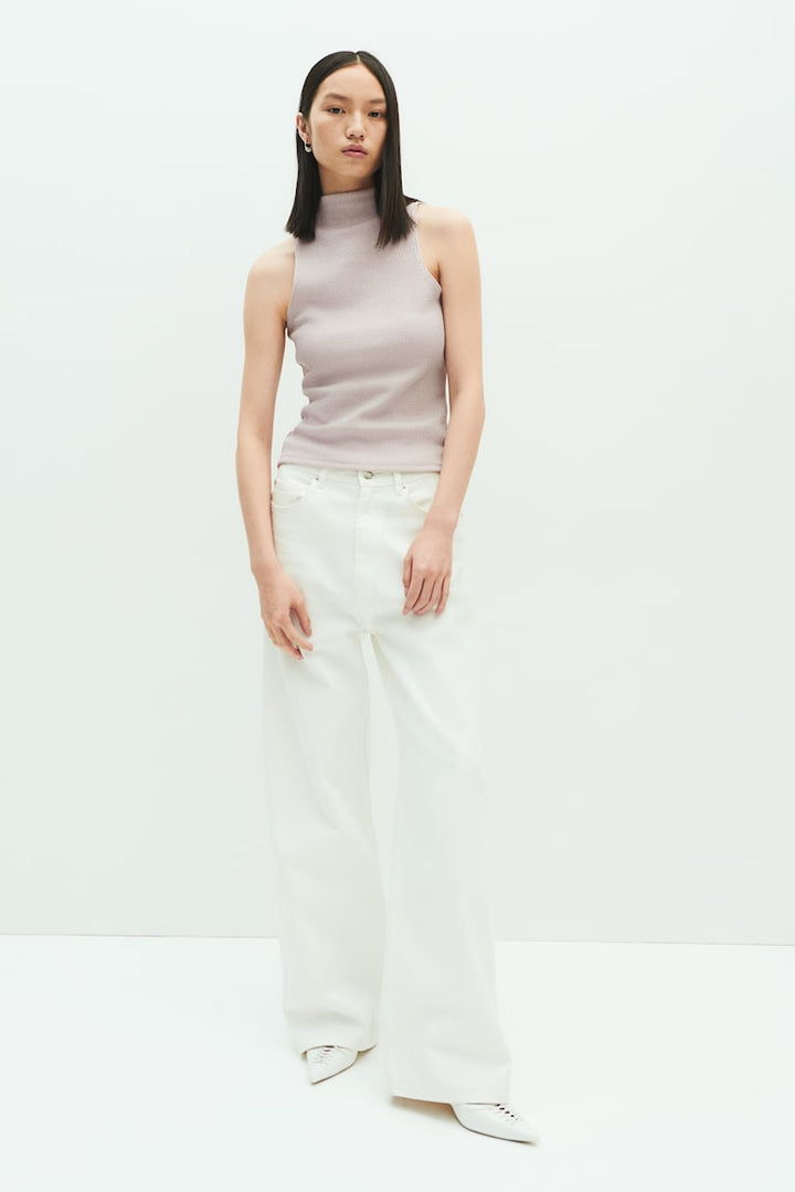 H&M Glittery Mock Turtleneck Sleeveless Top