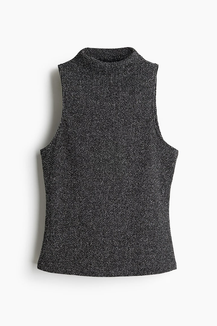 H&M Glittery Mock Turtleneck Sleeveless Top