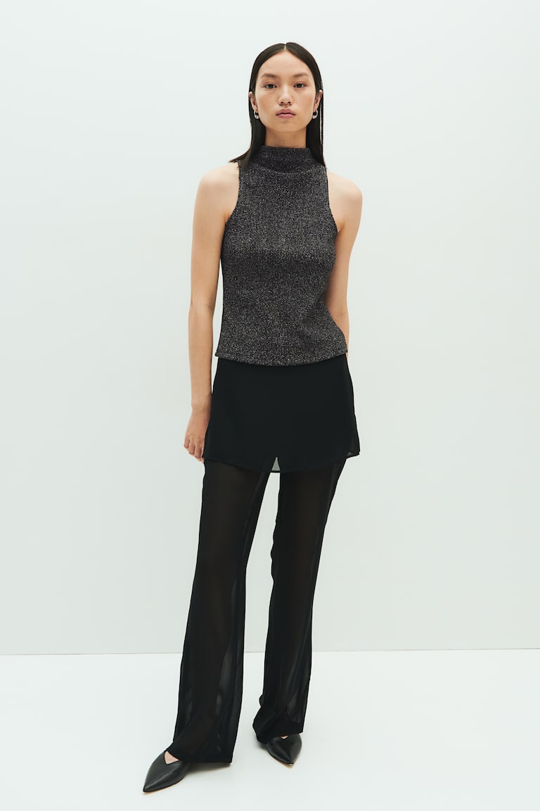 H&M Glittery Mock Turtleneck Sleeveless Top