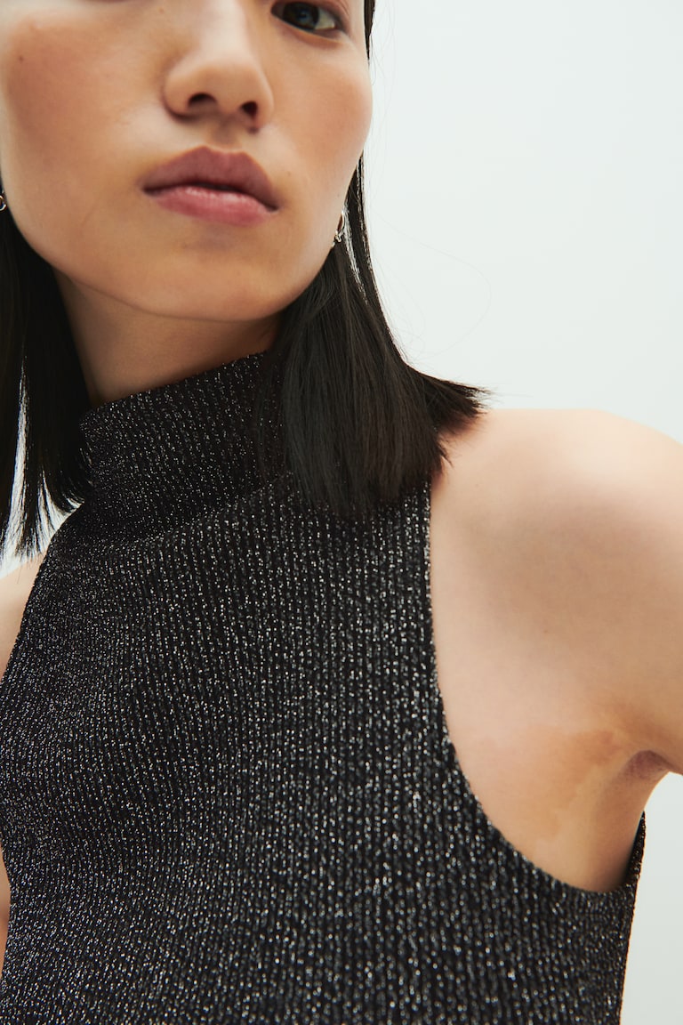 H&M Glittery Mock Turtleneck Sleeveless Top
