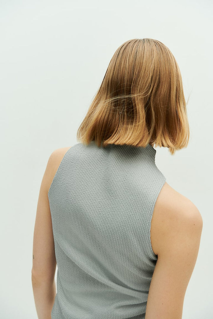 H&M Glittery Mock Turtleneck Sleeveless Top