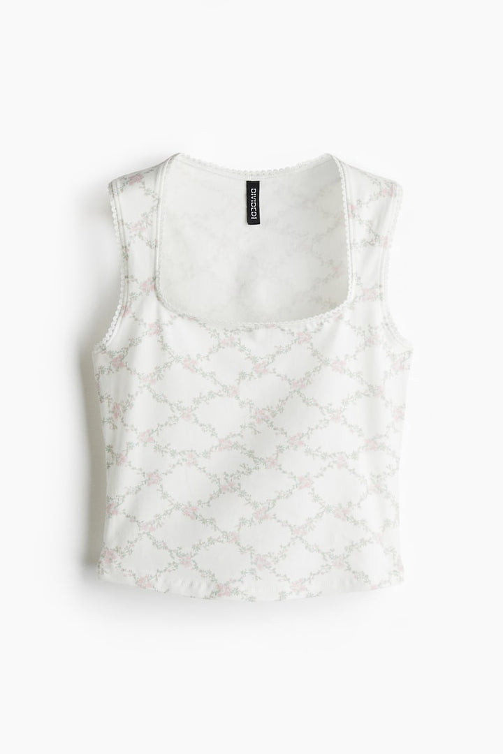 H&M Picot-Trimmed Sleeveless Top