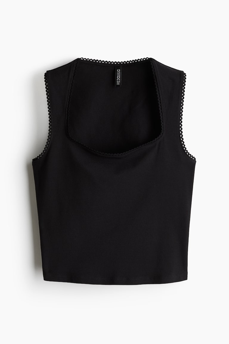 H&M Picot-Trimmed Sleeveless Top