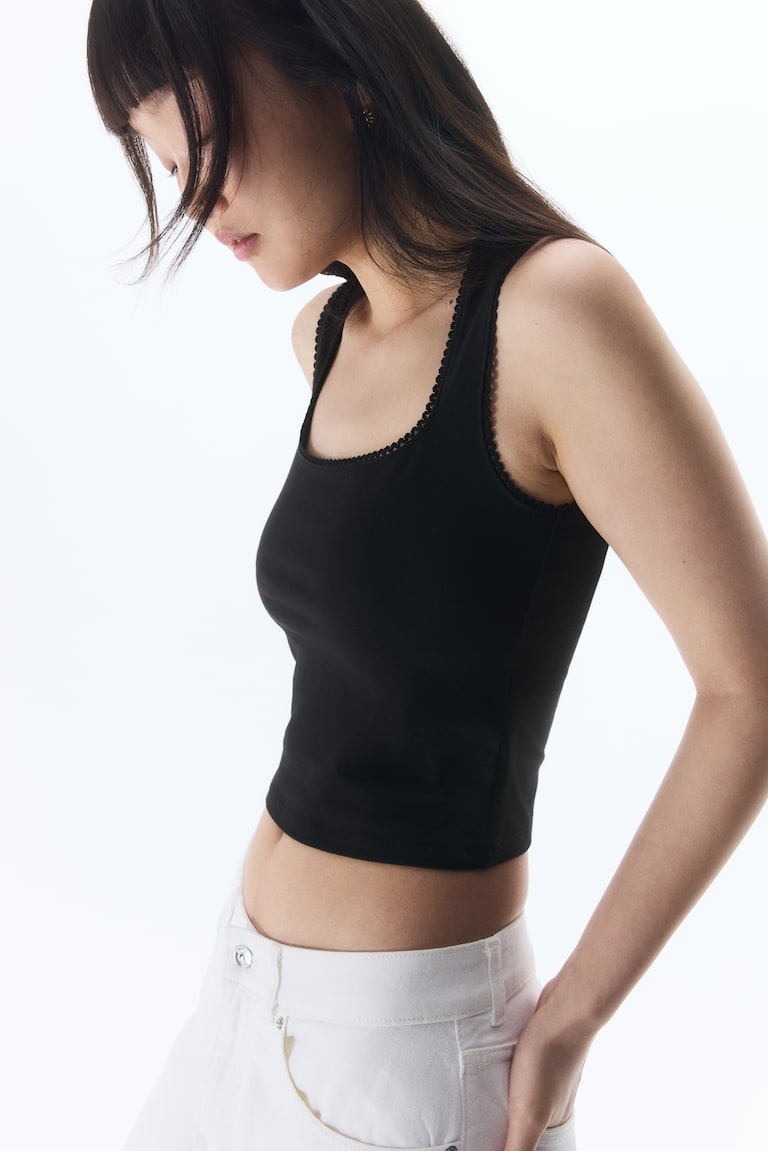 H&M Picot-Trimmed Sleeveless Top