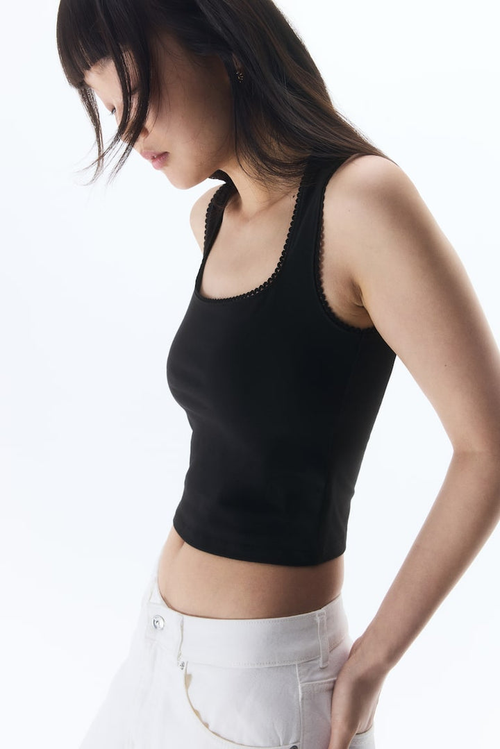 H&M Picot-Trimmed Sleeveless Top