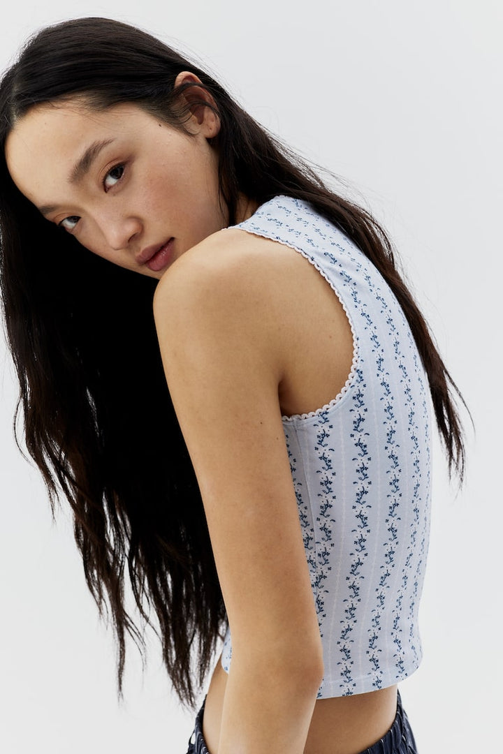 H&M Picot-Trimmed Sleeveless Top