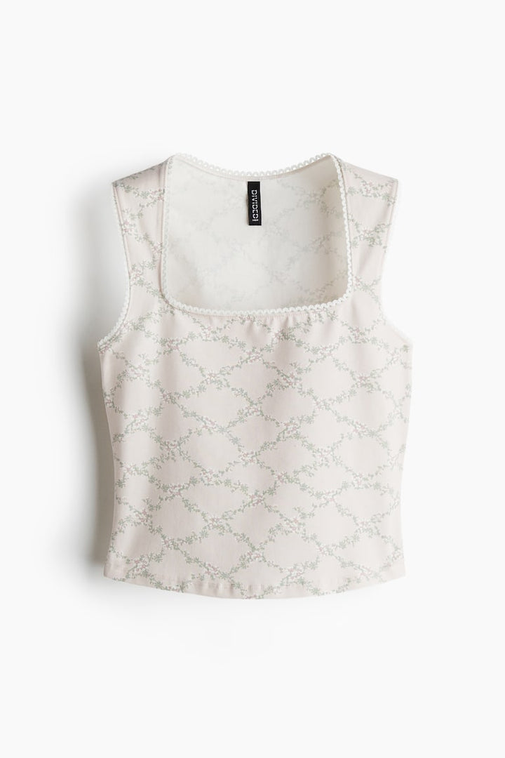 H&M Picot-Trimmed Sleeveless Top