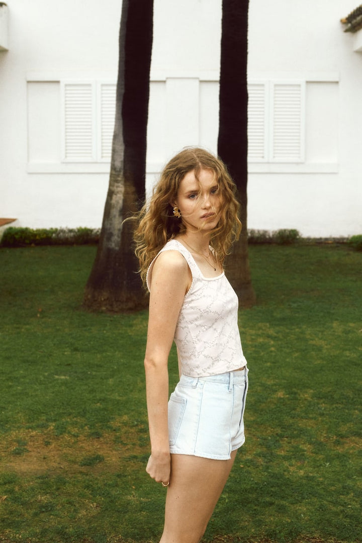 H&M Picot-Trimmed Sleeveless Top
