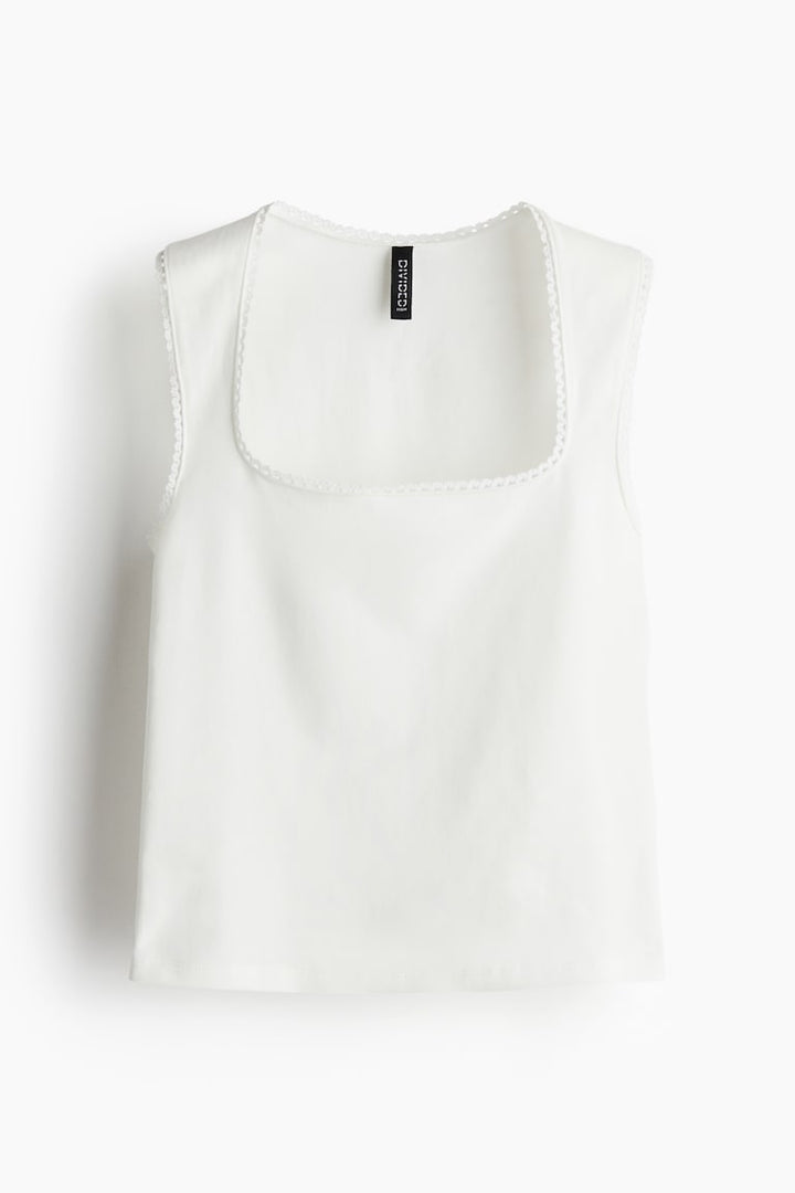 H&M Picot-Trimmed Sleeveless Top