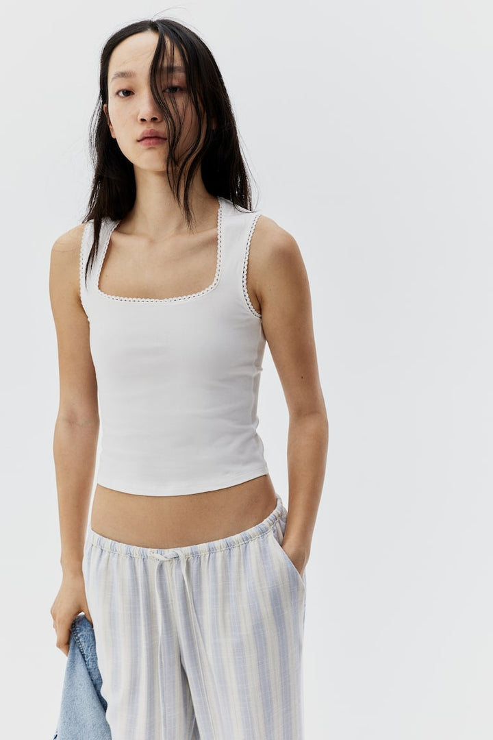 H&M Picot-Trimmed Sleeveless Top