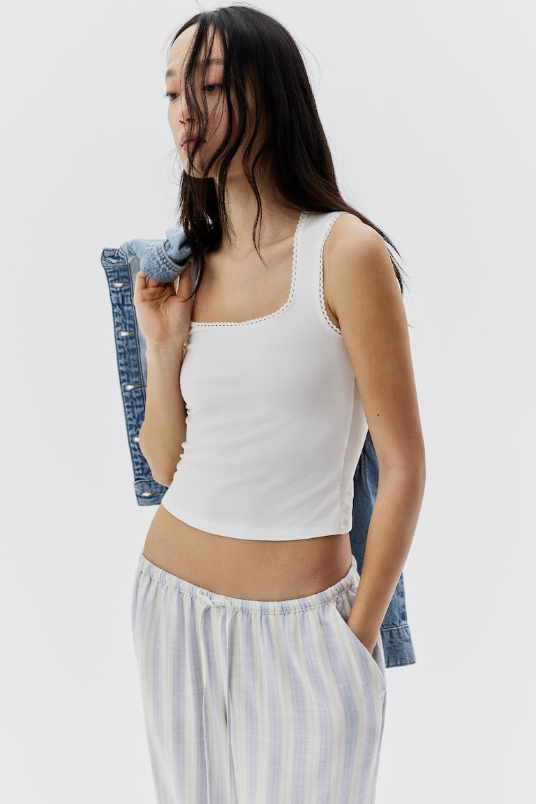 H&M Picot-Trimmed Sleeveless Top