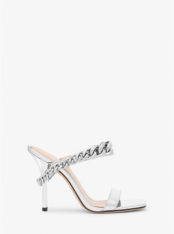 Michael Kors Bianca Embellished Metallic Leather Sandal