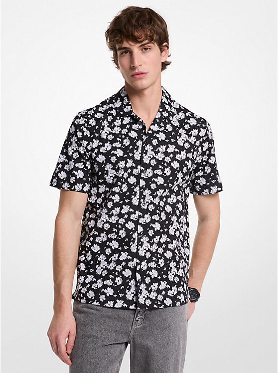Michael Kors Floral Stretch Cotton Camp Shirt
