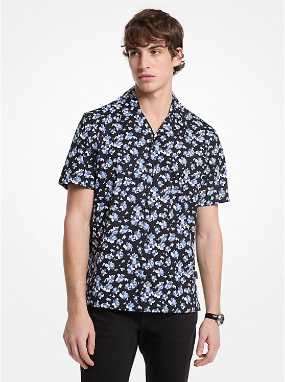 Michael Kors Floral Stretch Cotton Camp Shirt