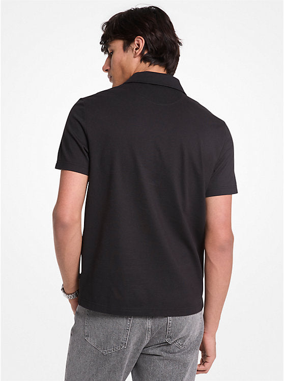 Michael Kors Cotton Blend Piqué Zip-Up Polo Shirt