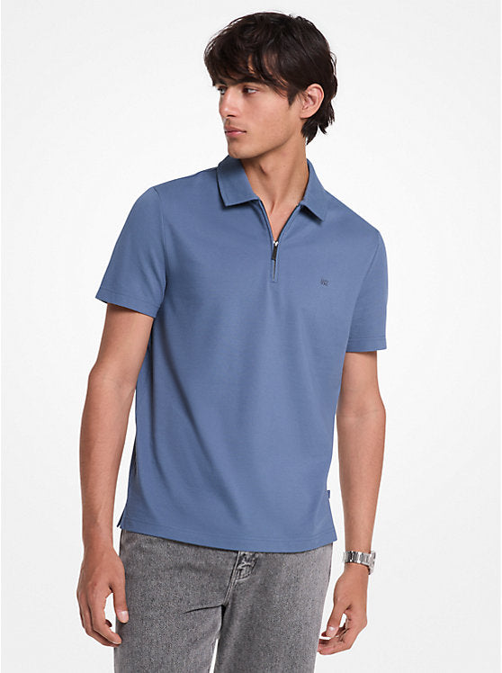 Michael Kors Cotton Blend Piqué Zip-Up Polo Shirt