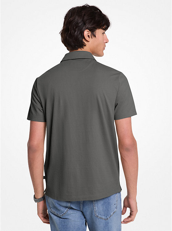 Michael Kors Cotton Blend Piqué Zip-Up Polo Shirt