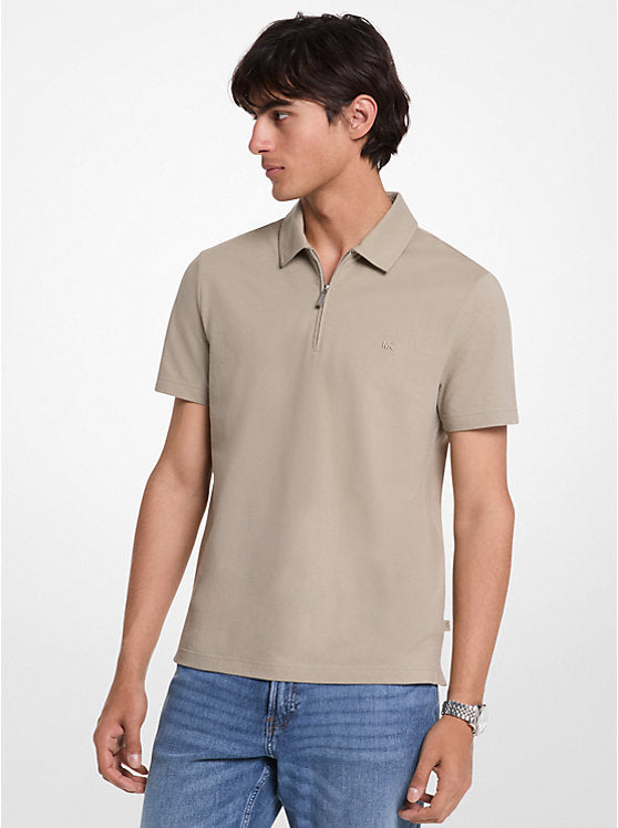 Michael Kors Cotton Blend Piqué Zip-Up Polo Shirt