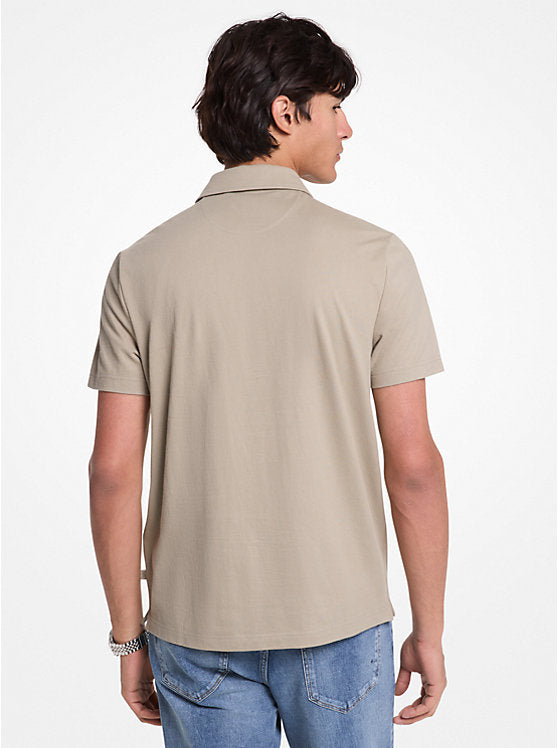 Michael Kors Cotton Blend Piqué Zip-Up Polo Shirt