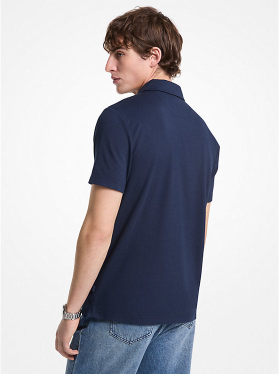 Michael Kors Cotton Blend Piqué Zip-Up Polo Shirt