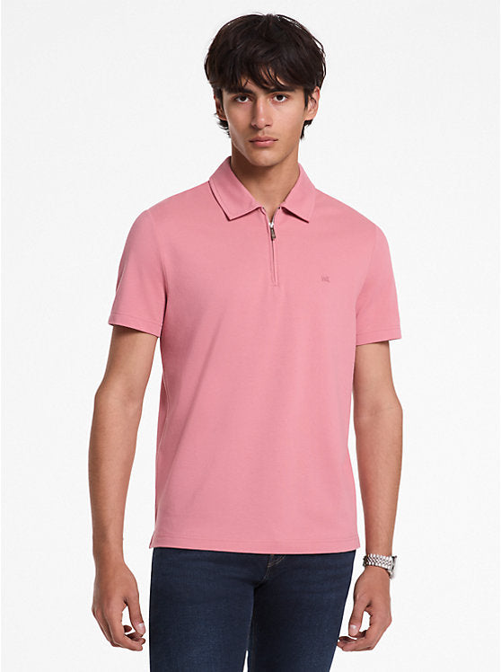 Michael Kors Cotton Blend Piqué Zip-Up Polo Shirt