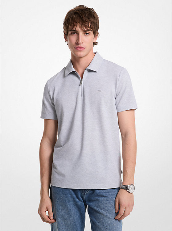 Michael Kors Cotton Blend Piqué Zip-Up Polo Shirt
