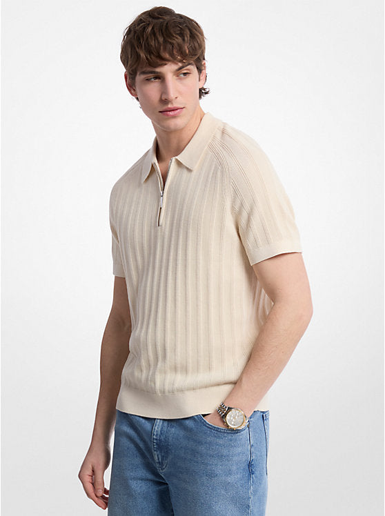 Michael Kors Cotton Knit Zip Polo Shirt