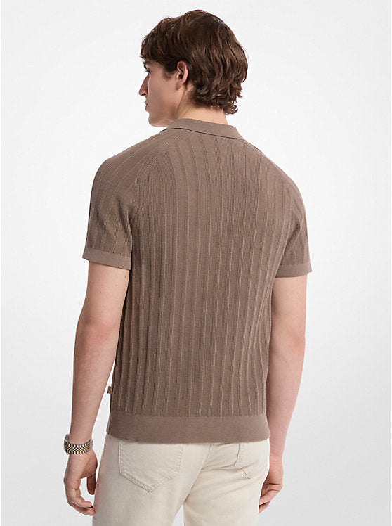 Michael Kors Cotton Knit Zip Polo Shirt