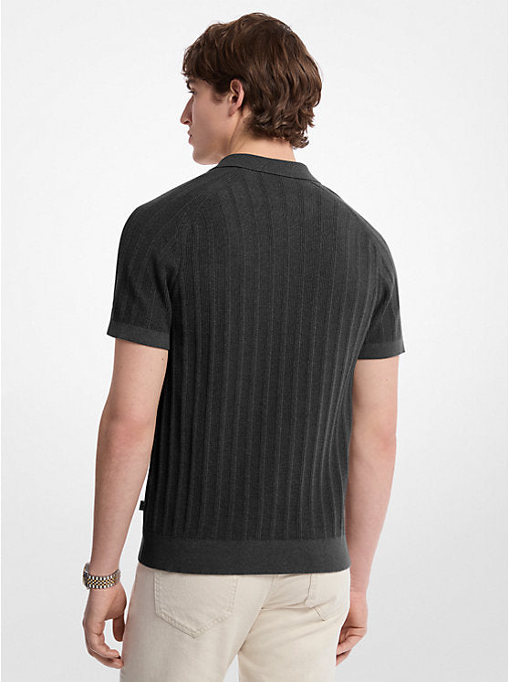 Michael Kors Cotton Knit Zip Polo Shirt