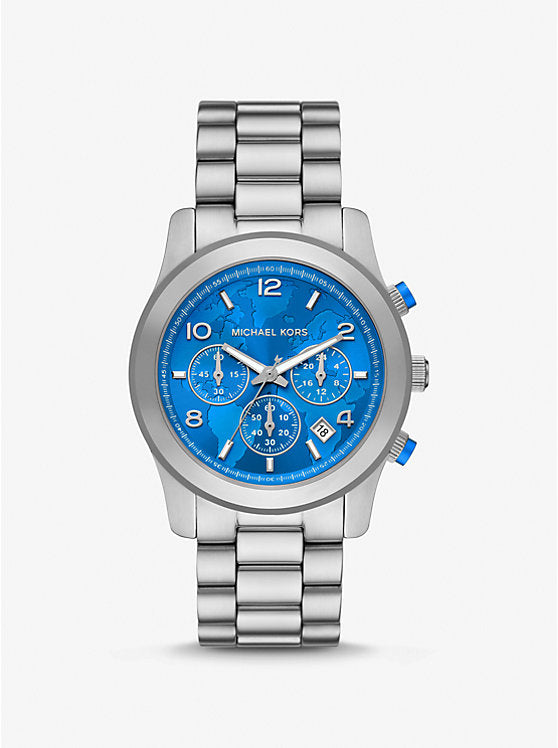 Michael Kors Watch Hunger Stop Oversized Runway Silver-Tone Watch
