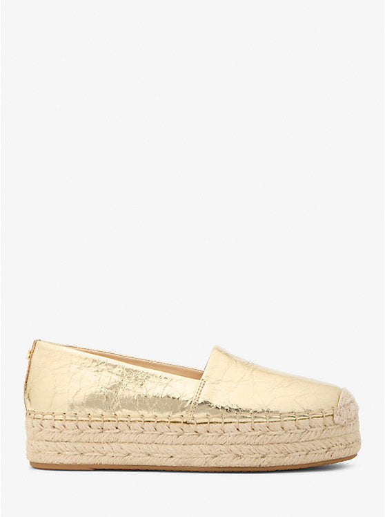Michael Kors Lynne Crackled Metallic Leather Platform Espadrille