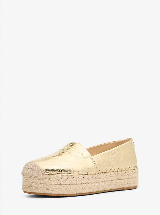 Michael Kors Lynne Crackled Metallic Leather Platform Espadrille