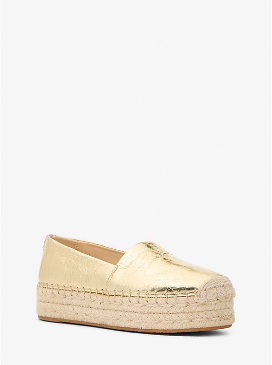 Michael Kors Lynne Crackled Metallic Leather Platform Espadrille