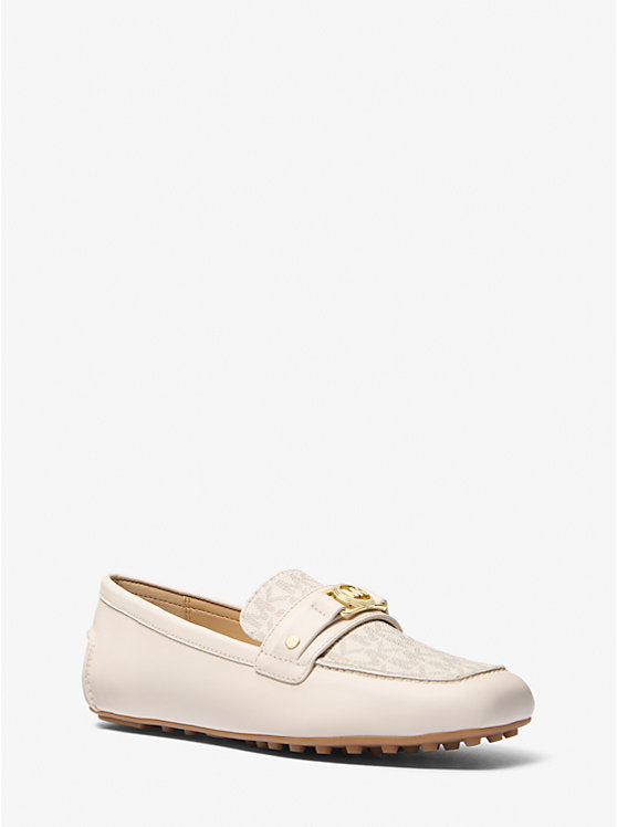 Michael Kors Mandy Leather and Signature Logo Moccasin Loafer