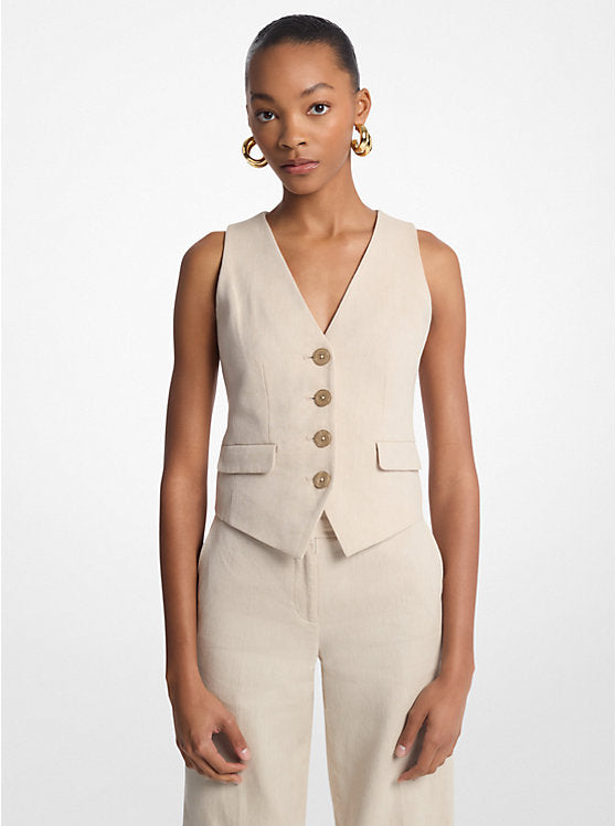 Michael Kors Linen and Cotton Twill Vest