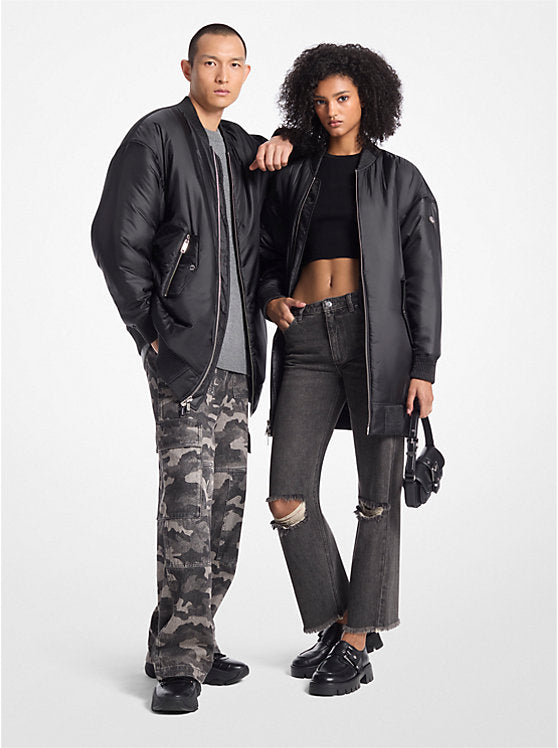 Michael Kors Satin Ciré Bomber Jacket