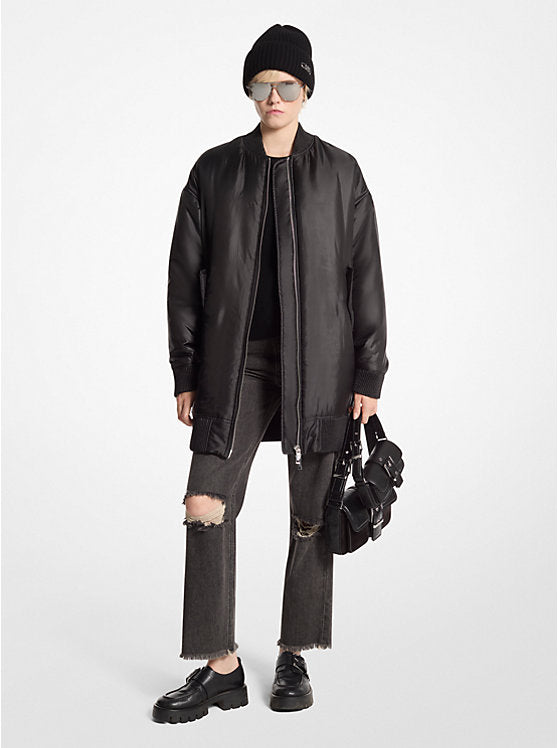 Michael Kors Satin Ciré Bomber Jacket