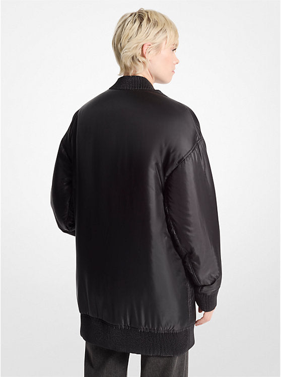 Michael Kors Satin Ciré Bomber Jacket