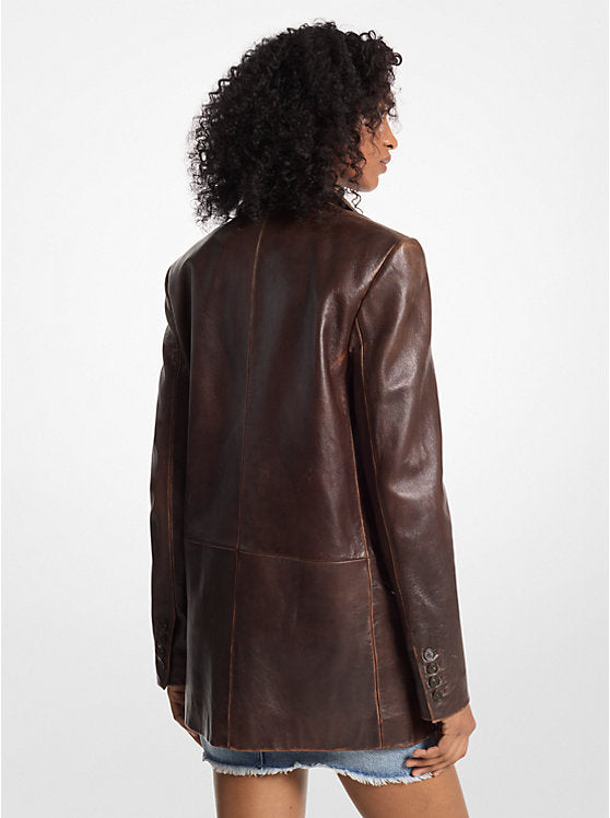 Michael Kors Burnished Leather Blazer