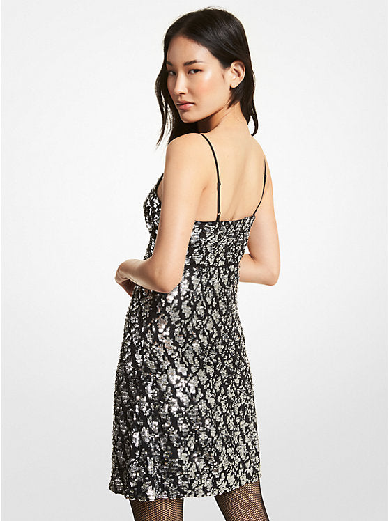 Michael Kors Snake Sequined Stretch Viscose Slip Dress