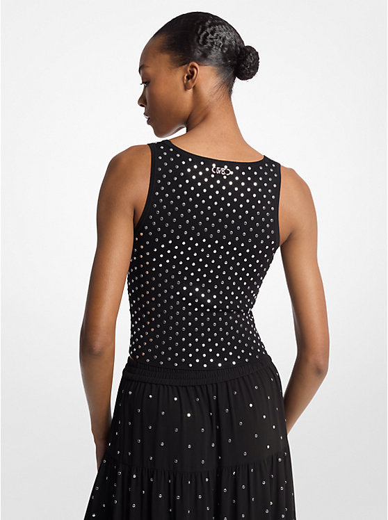 Michael Kors Studded Stretch Viscose Cropped Tank Top