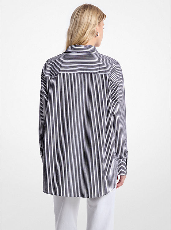 Michael Kors Oversized Striped Cotton Poplin Shirt