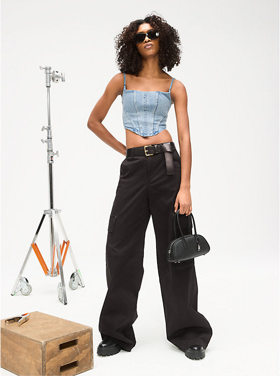 Michael Kors Stretch Denim Bustier Top