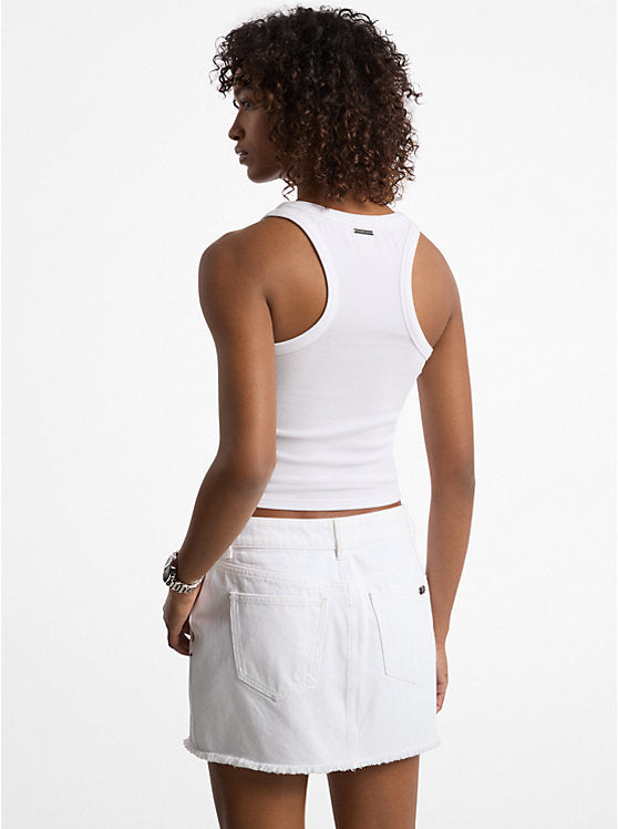 Michael Kors Tie-Front Ribbed Stretch Knit Tank Top