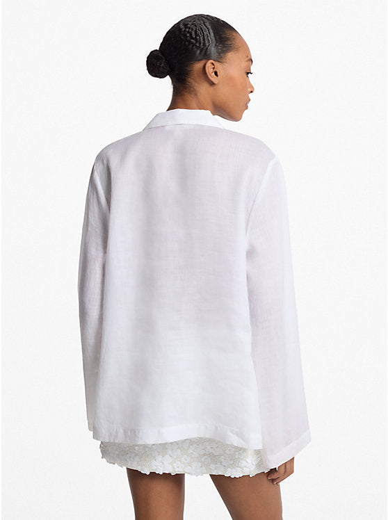 Michael Kors Ramie Collared Tunic Top