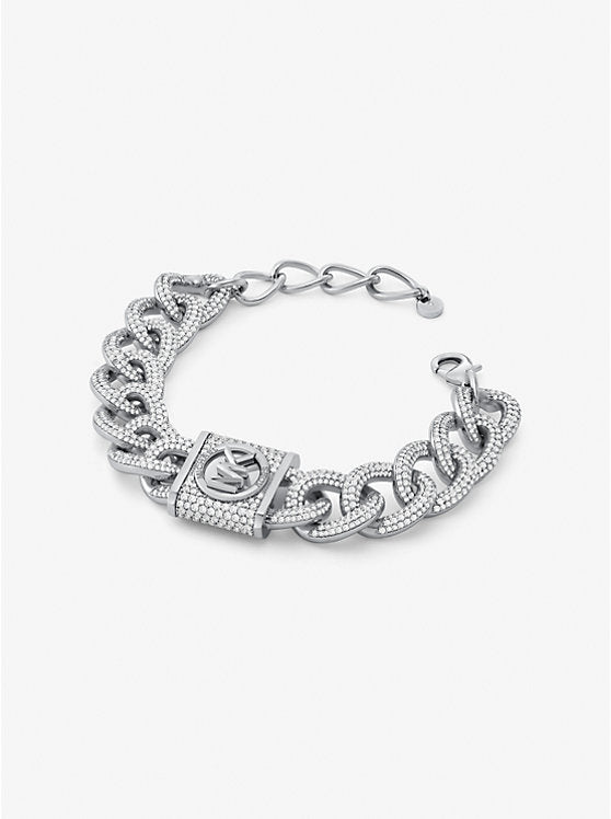 Michael Kors Precious Metal-Plated Brass Pavé Lock Curb Link Bracelet