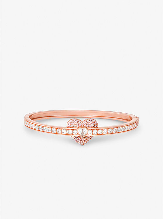 Michael Kors Precious Metal-Plated Sterling Silver Heart Pavé Bangle